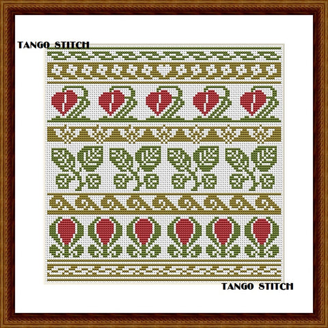 Art Nouveau floral ornament hand embroidery pattern - Tango Stitch