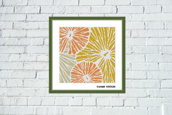 Yellow orange simple embroidery flower cross stitch pattern