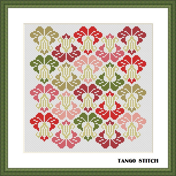 Flower easy ornament cross stitch pattern - Tango Stitch
