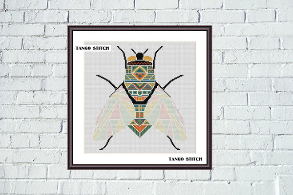 Cute ornament fly insect cross stitch embroidery pattern - Tango Stitch