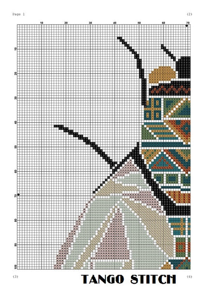 Cute ornament fly insect cross stitch embroidery pattern - Tango Stitch