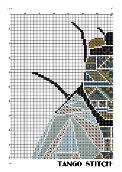 Easy fly cross stitch embroidery pattern - Tango Stitch