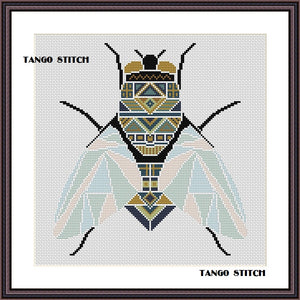 Easy fly cross stitch embroidery pattern - Tango Stitch