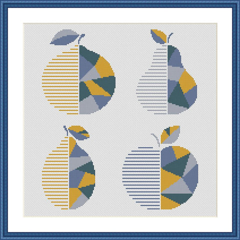 Fruits geometric kitchen cross stitch pattern