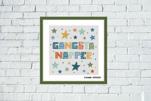 Gangsta Napper funny nursery cross stitch pattern