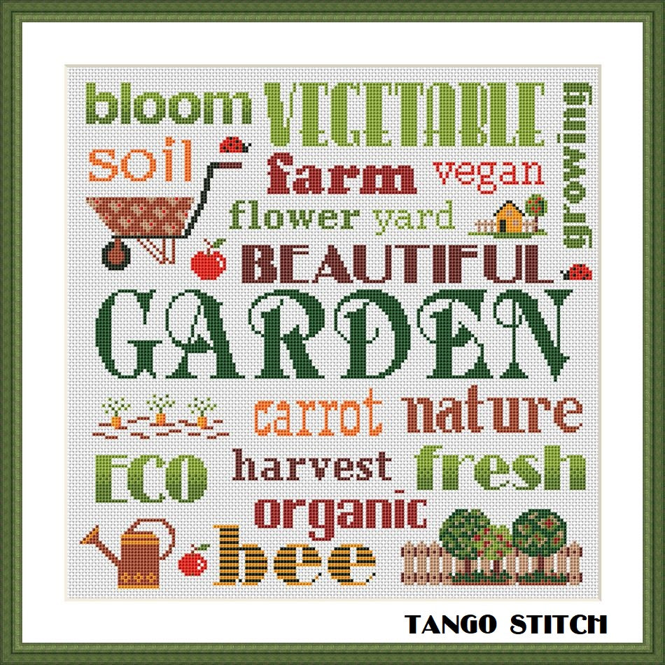 Summer garden vacation cross stitch pattern, Tango Stitch