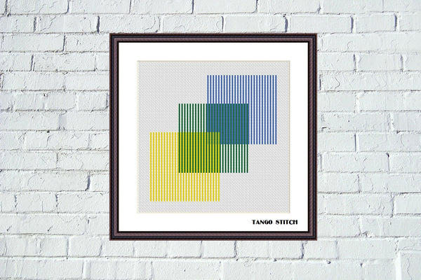 Geometric squares abstract cross stitch design - Tango Stitch