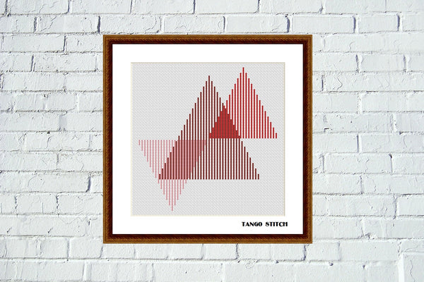 Red geometric triangles cross stitch ornaments pattern