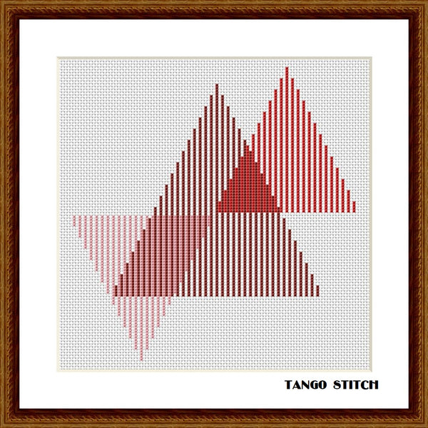 Red geometric triangles cross stitch ornaments pattern - Tango Stitch