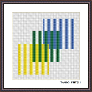Geometric squares abstract cross stitch design - Tango Stitch