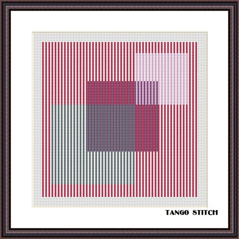 Geometric striped cross stitch squares abstract design - Tango Stitch