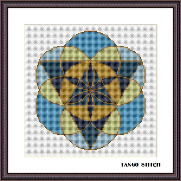Sacred round cross stitch ornament hand embroidery pattern - Tango Stitch