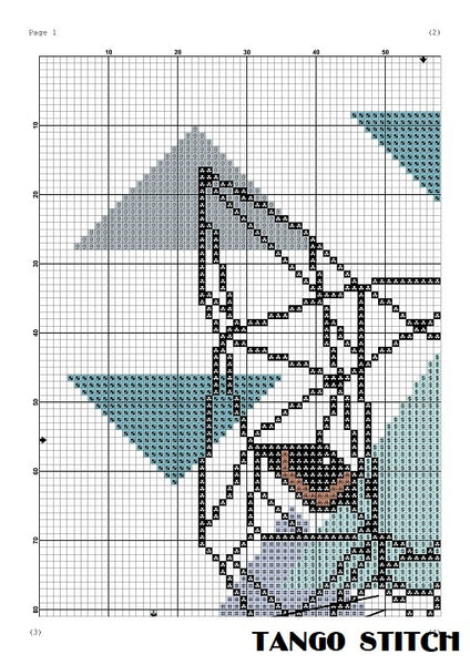 Geometric cat Scandinavian pastel abstract cross stitch pattern - Tango Stitch