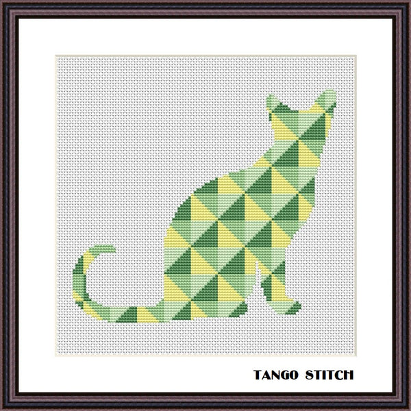 Cat geometric cross stitch pattern