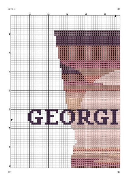 Georgia state map sunset silhouette cross stitch pattern  - Tango Stitch