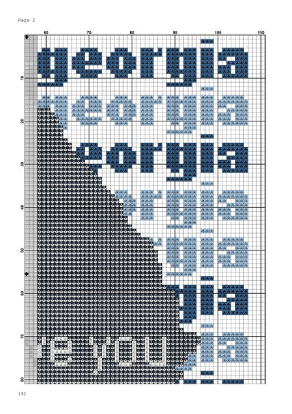 Georgia state map cross stitch embroidery pattern - Tango Stitch