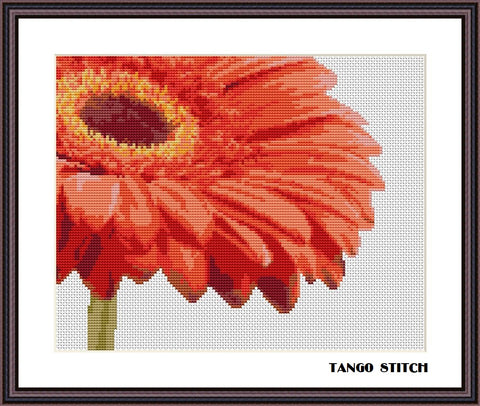 Red gerbera flower cross stitch pattern