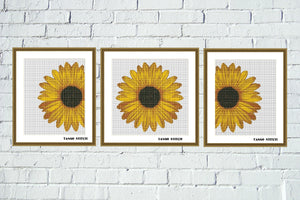 Gerbera beautiful yellow flower cross stitch Set of 3 patterns - Tango Stitch