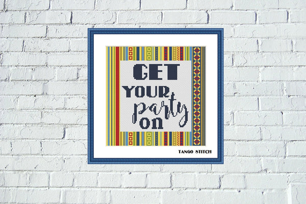 Get your party on funny cross stitch card pattern - Tango Stitch
