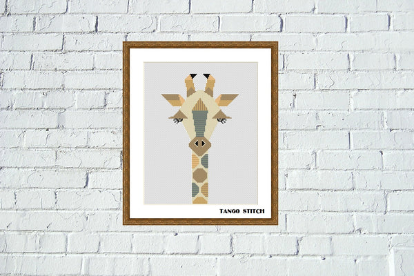 Geometric giraffe cross stitch pattern  - Tango Stitch
