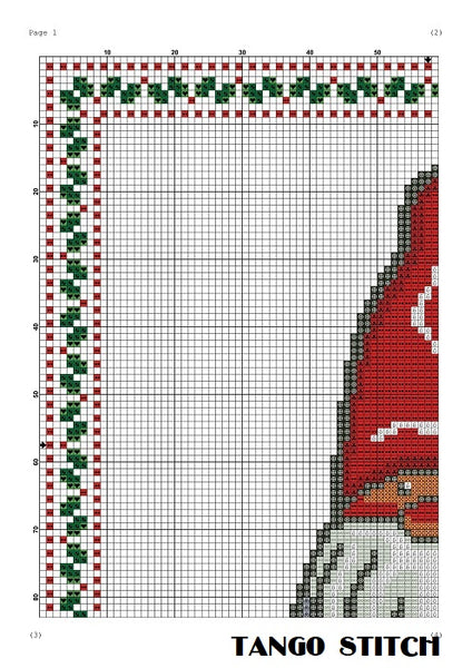 Cute Gnome cross stitch pattern Christmas ornament embroidery - Tango Stitch