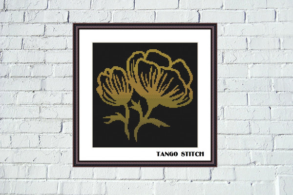 Cute easy golden flower cross stitch pattern - Tango Stitch