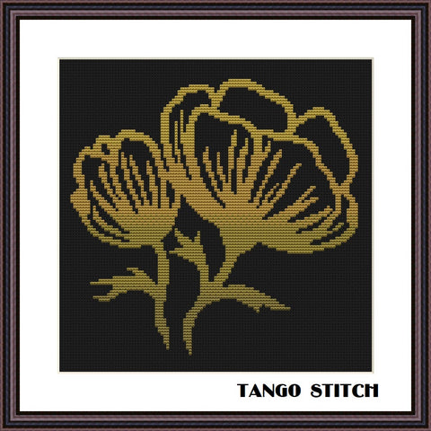 Cute easy golden flower cross stitch pattern - Tango Stitch