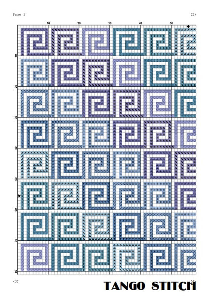 Light blue gradient ornament easy cross stitch pattern