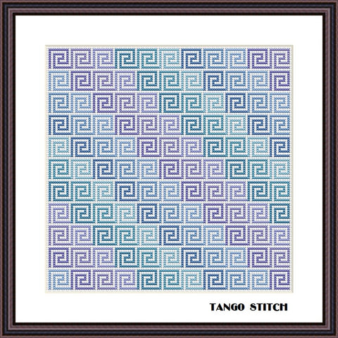 Light blue gradient ornament easy cross stitch pattern