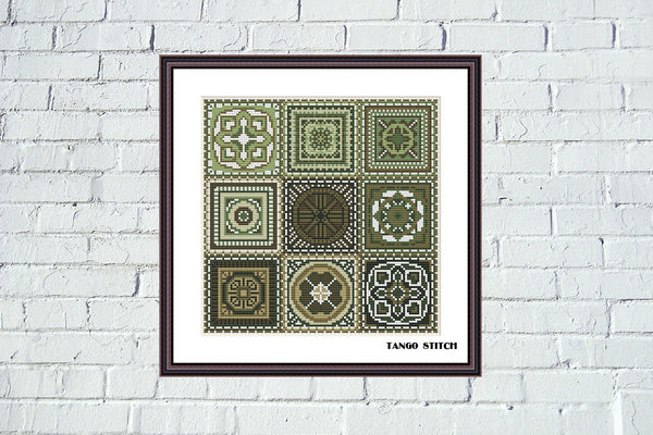 Granny squares cross stitch crochet ornaments embroidery - Tango Stitch