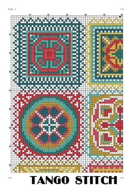 Easy crochet motifs ornaments cross stitch pattern - Tango Stitch