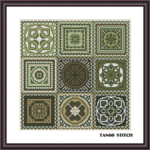 Granny squares cross stitch crochet ornaments embroidery - Tango Stitch