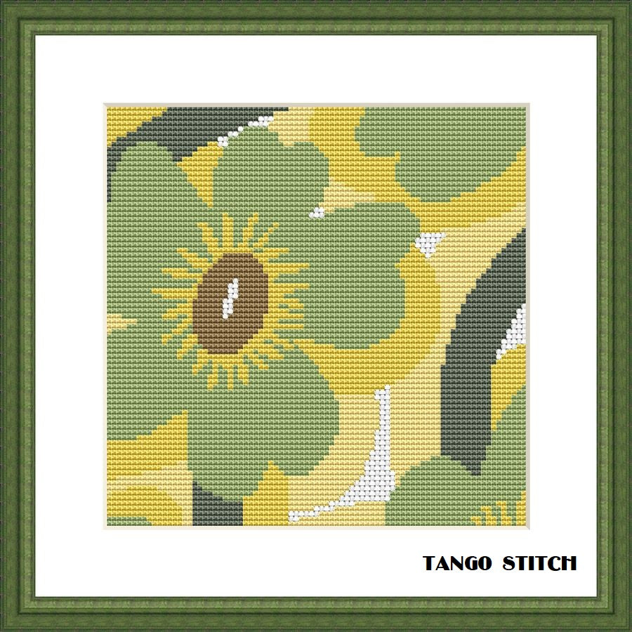 Green flower abstract cross stitch pattern