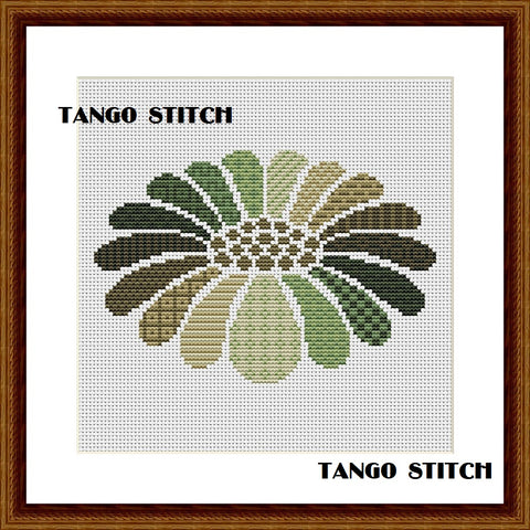 Green flower cross stitch ornaments pattern - Tango Stitch
