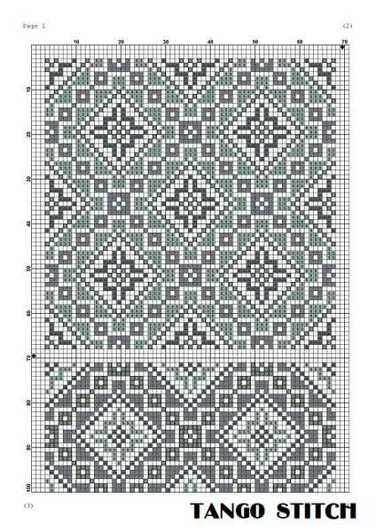 Grey ornament sampler easy cross stitch embroidery pattern