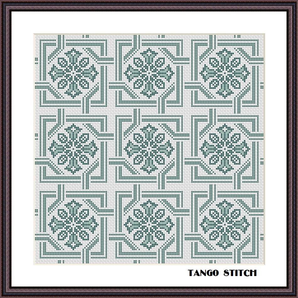 Grey vintage cross stitch ornaments hand stitch embroidery pattern