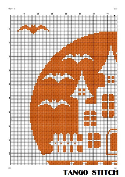 Halloween orange black cross stitch pattern