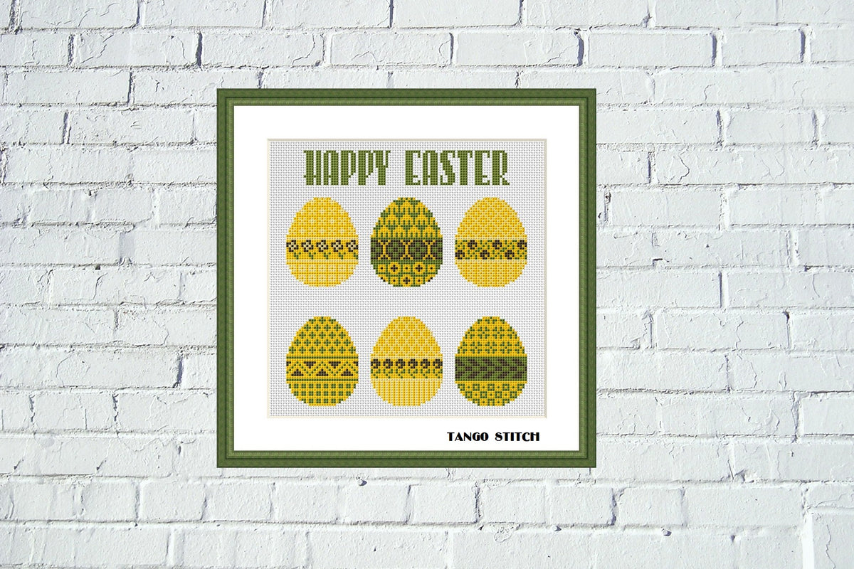Happy Easter ornament cross stitch pattern, Tango Stitch – JPCrochet