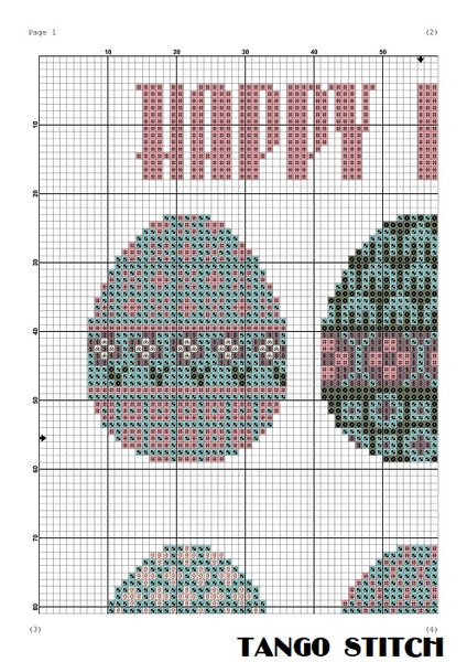 Ornament Happy Easter cross stitch embroidery pattern