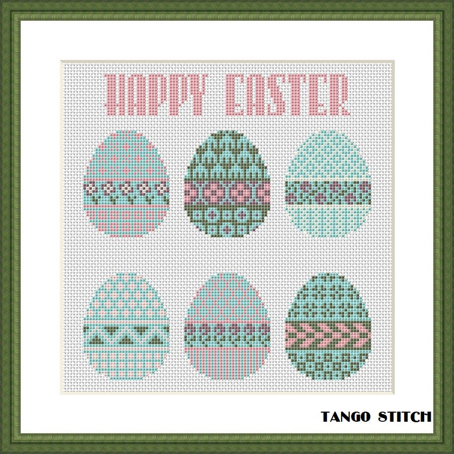 Ornament Happy Easter cross stitch embroidery pattern – JPCrochet