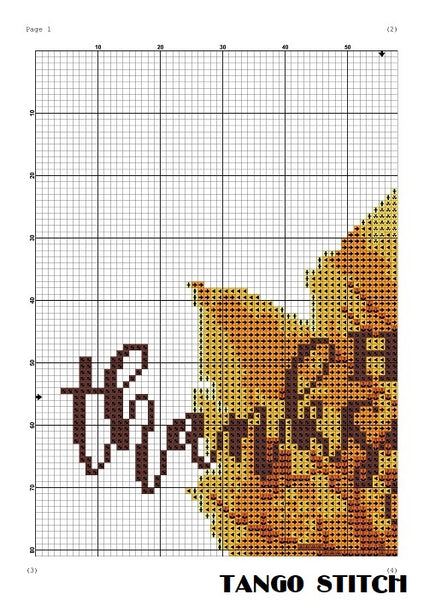 Happy thanksgiving watercolor maple leaf cross stitch pattern