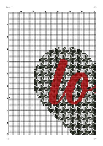 Love heart geometric Valentines cross stitch pattern