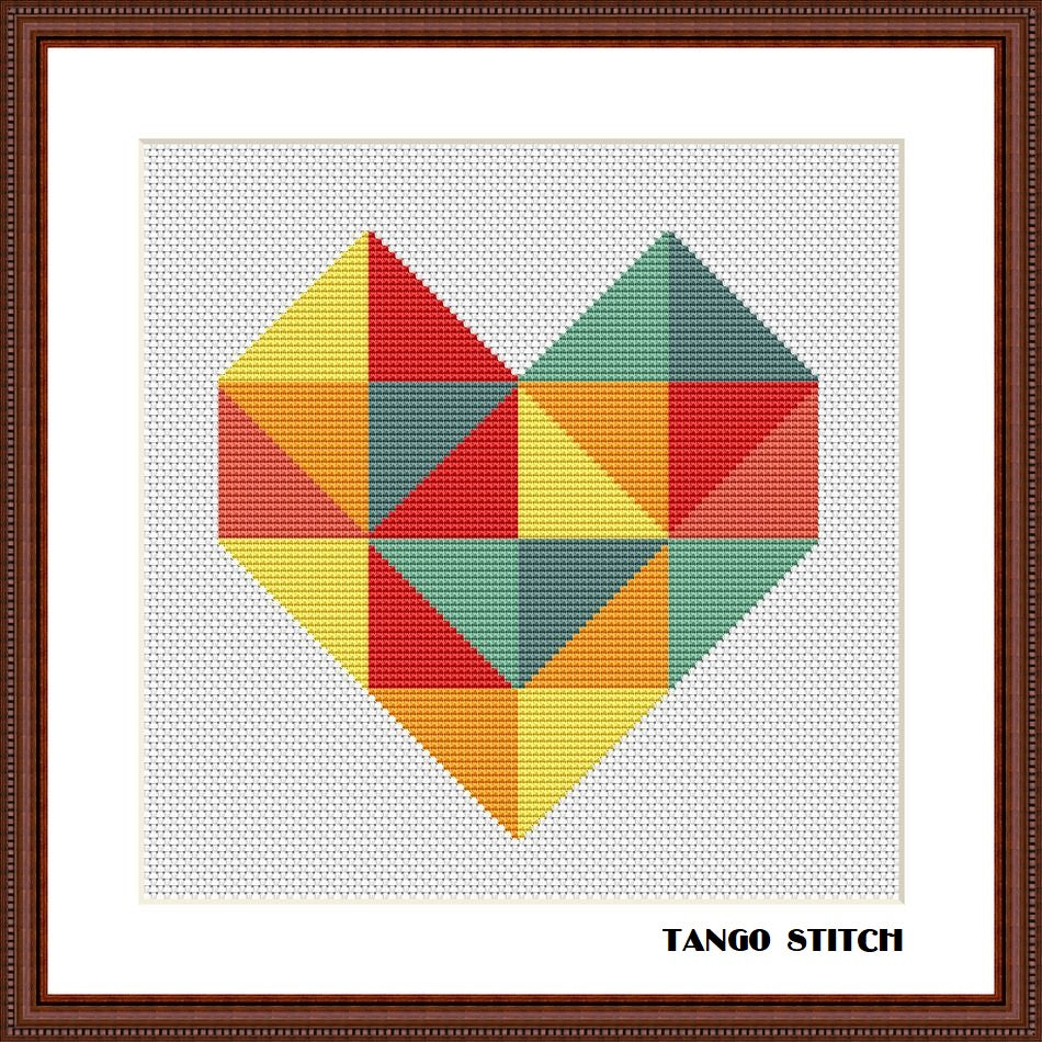 Summer color heart romantic easy cross stitch pattern