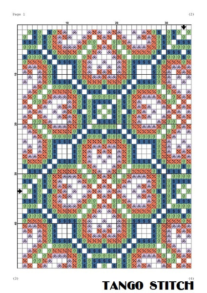 Hearts cross stitch ornament pattern