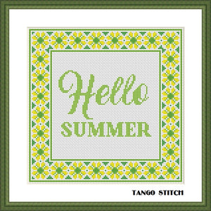Hello summer cross stitch green ornament pattern easy embroidery & cross stitch