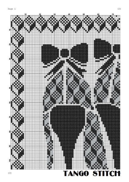 High heels with black bow cross stitch ornament pattern