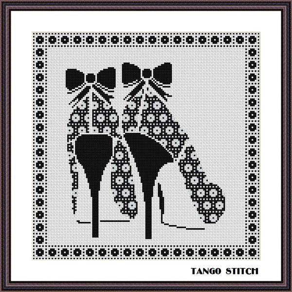 Black high heels ornament cross stitch pattern