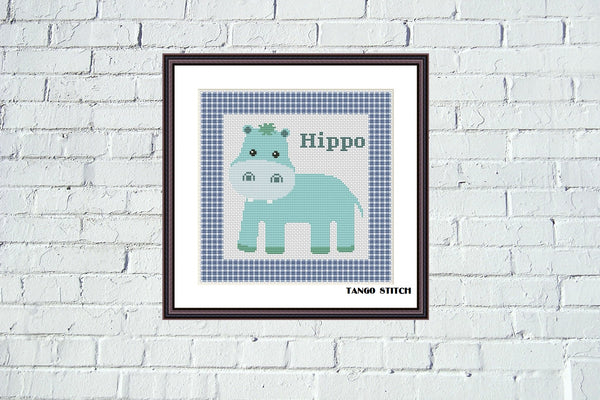 Hippo funny nursery cross stitch pattern