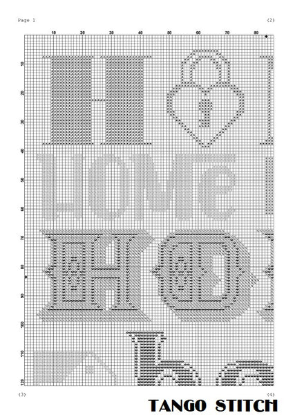 New Home Sweet Home easy typography cross stitch pattern