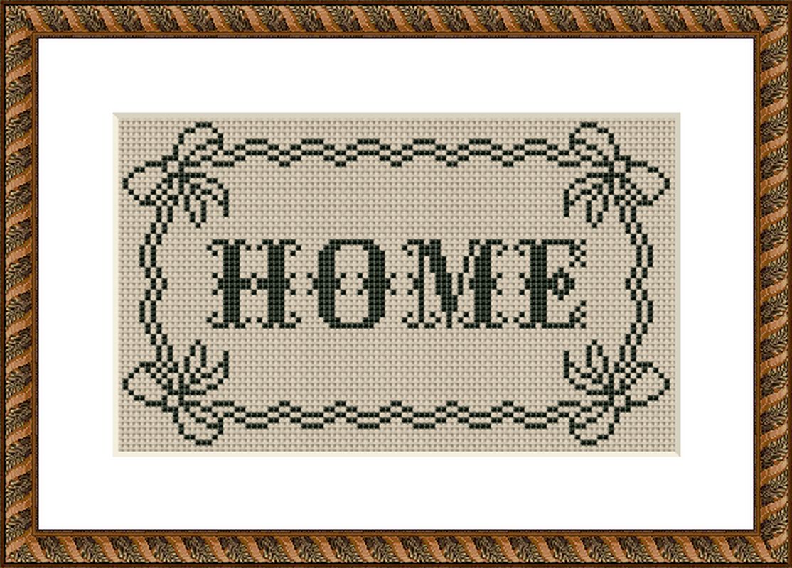 Home lettering vintage cross stitch pattern